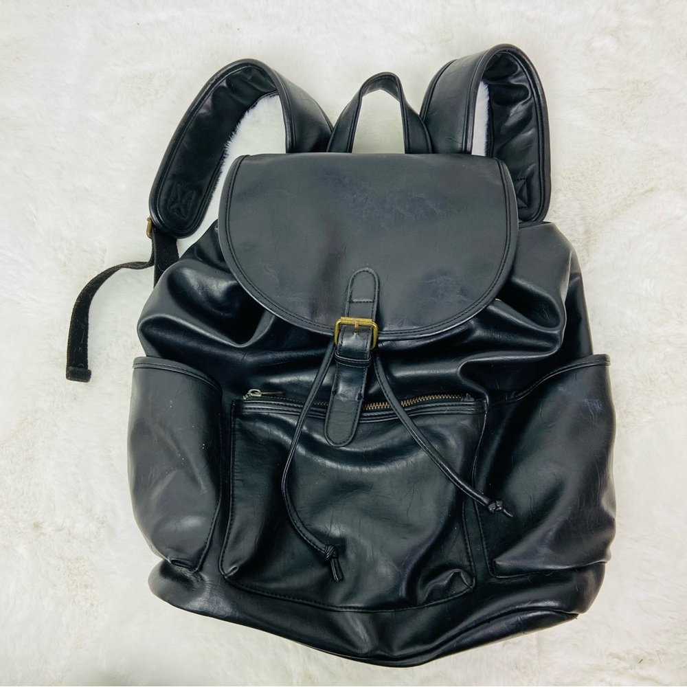 Unbranded Black drawstring Leather Backpack - image 1